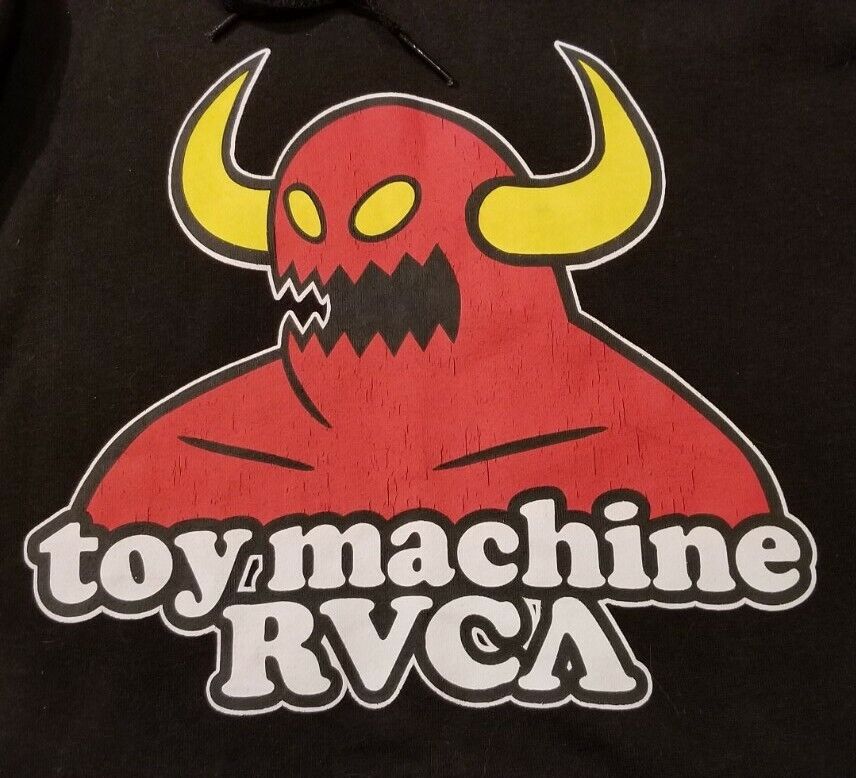 Toy Machine X Rvca Skateboards Black Hoodie Skate Youth Xl Great Condition Rare!