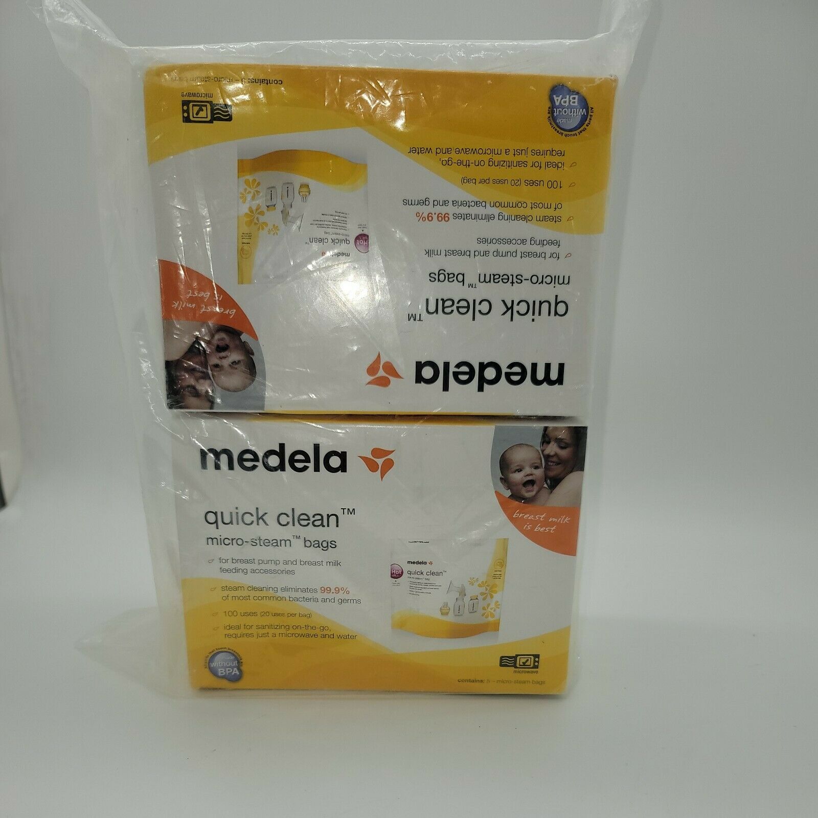 Medela Bags for Steam Breast Milk Quick Clean Micro-steam Bags 5 Count each- 20
