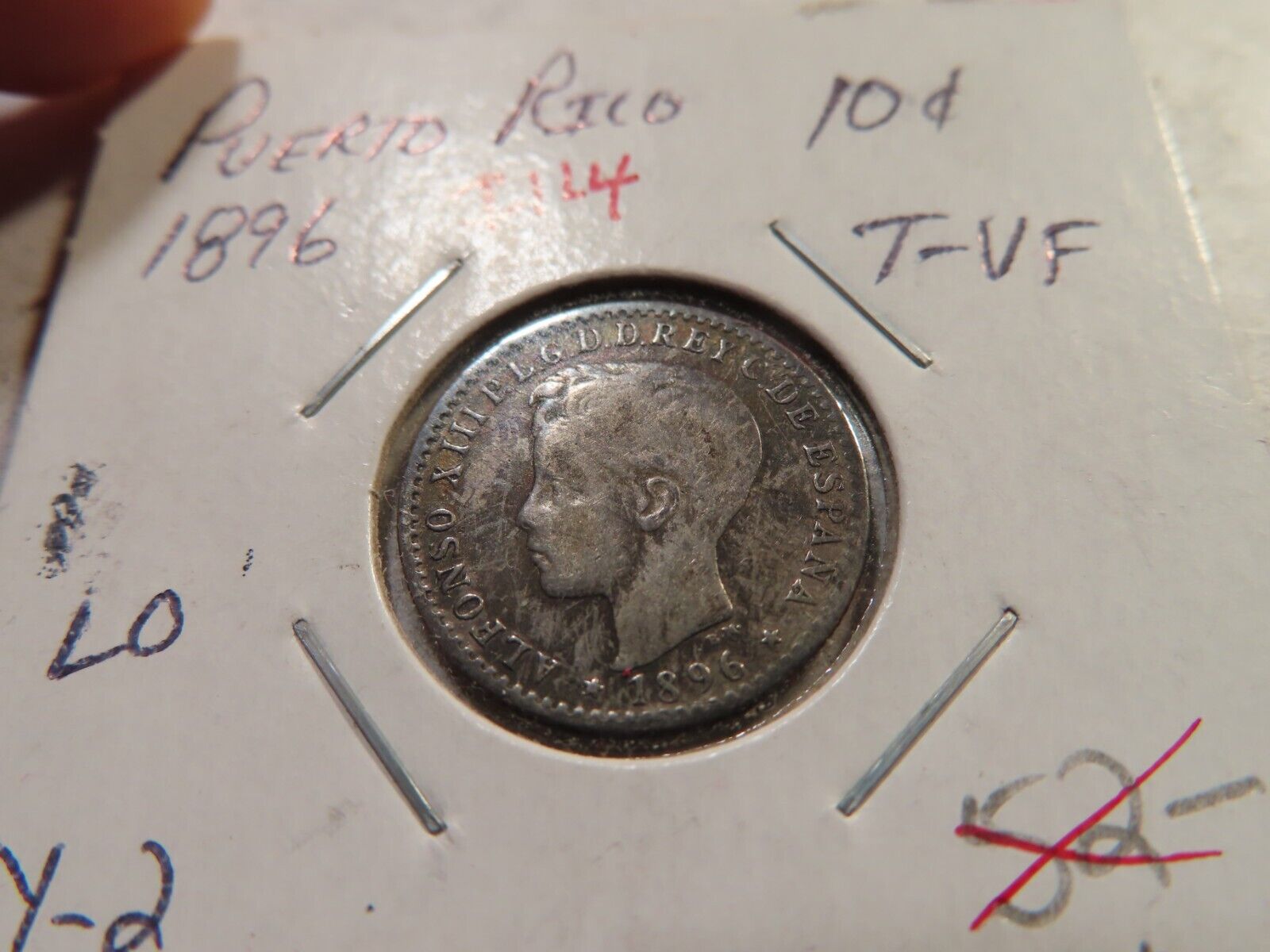 I114 Puerto Rico 1896 10 Centavos VF